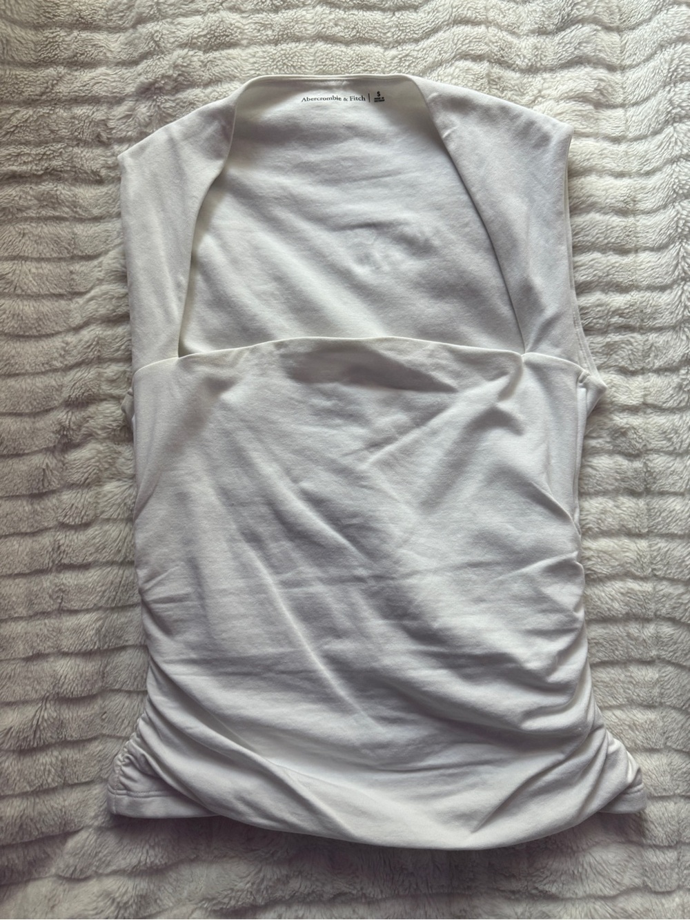 Abercrombie & Fitch White Sleeveless Ruched Women's Top-S